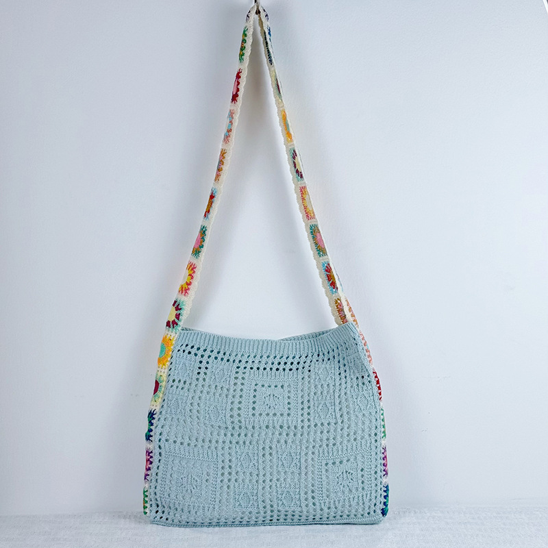 Blue Chic Bohemian Hollow Knit Tote Bag