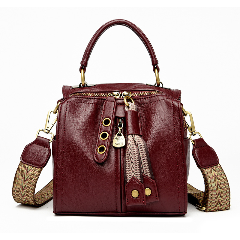 Red Vintage Look PU Leather Box Bag