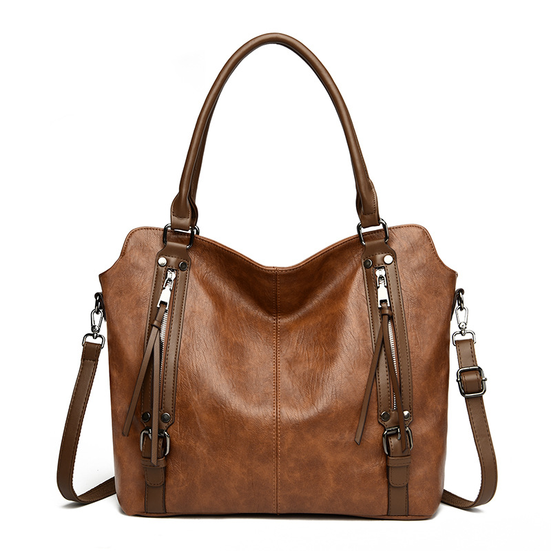 Brown Vintage Soft PU Leather Tote Bag