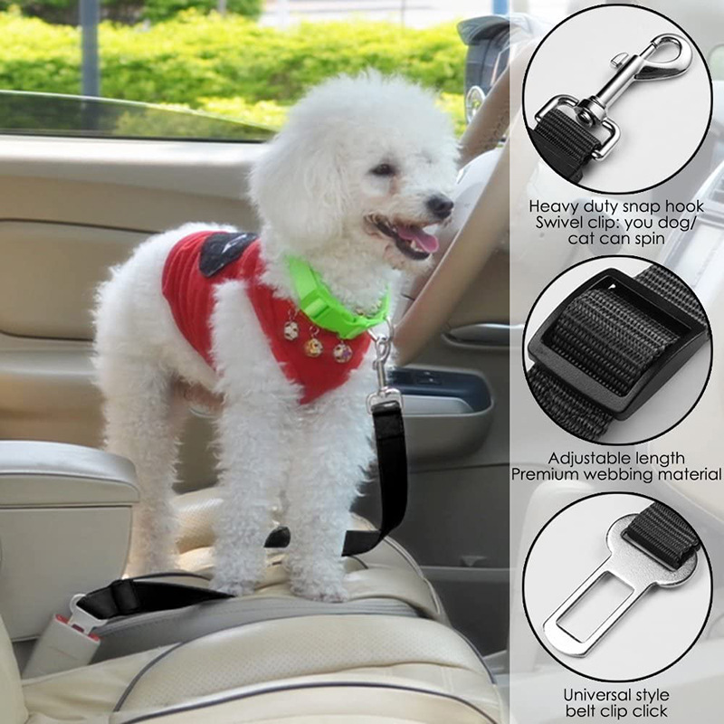 Green 5PCS Universal Adjustable Pet Car Safety Seat Belt view 2
