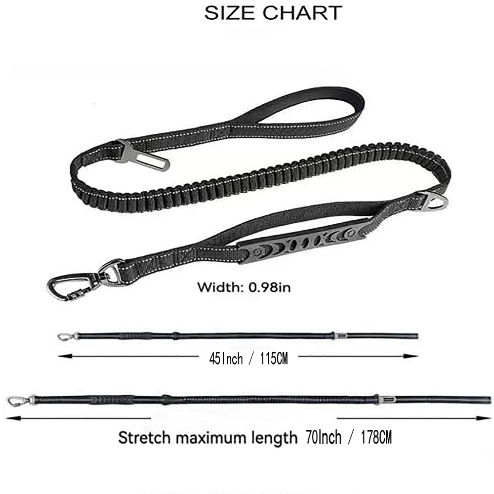 Orange Heavy Duty Elastic Bungee Dog Leash view 2