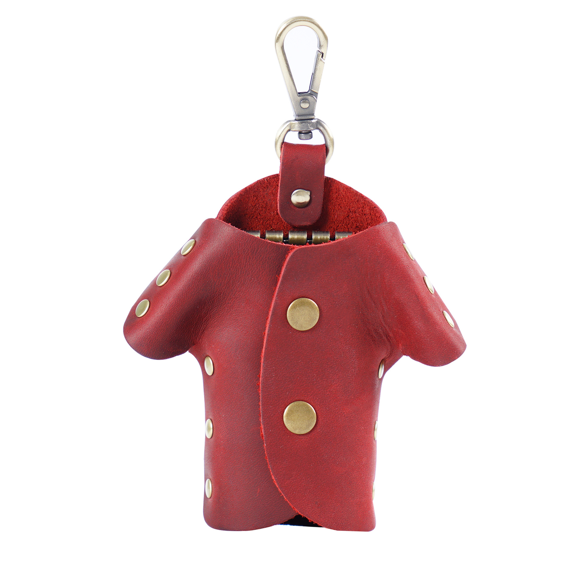 Wine Red Genuine Crazy Horse Leather Key Case Creative Jacket Shape Holder