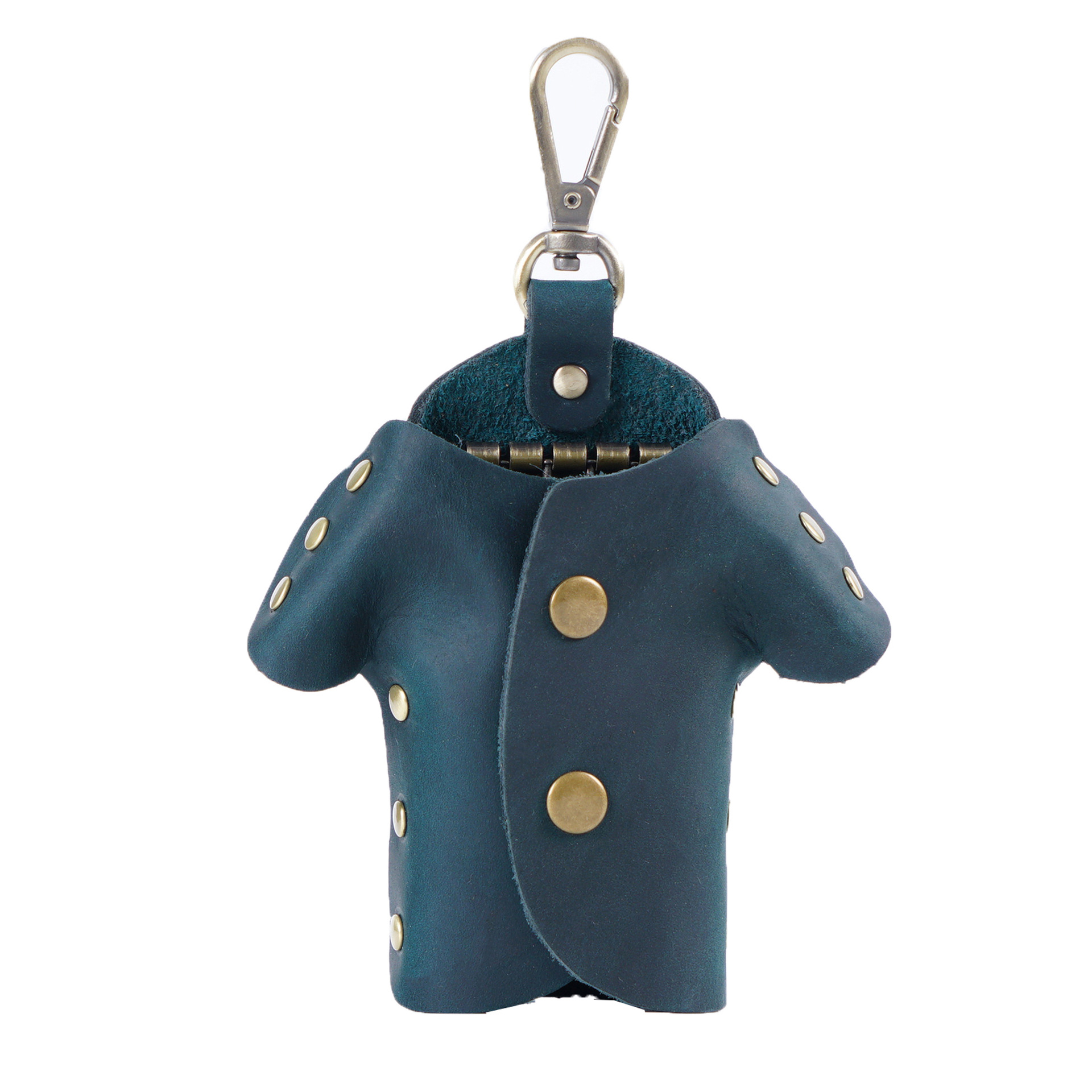 Blue Genuine Crazy Horse Leather Key Case Creative Jacket Shape Holder Vintage