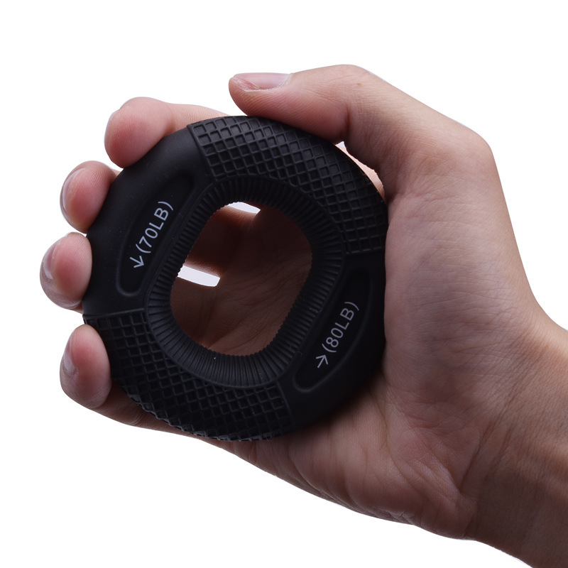 Black 70/80LB 2-Pack Silicone Hand Grip Strengthener Rings - Dual-Resistance