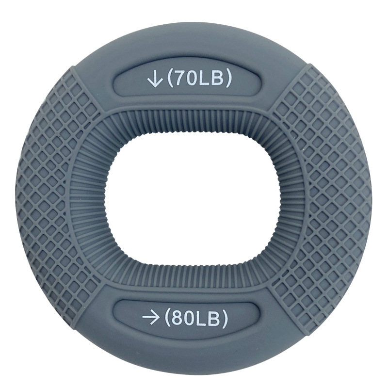 Grey 70/80LB 2-Pack Silicone Hand Grip Strengthener Rings - Dual-Resistance