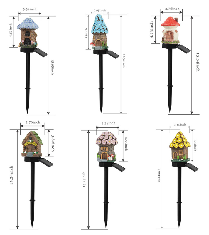 Blue House Solar Powered Mushroom House Garden Stake Lights - Outdoor view 2
