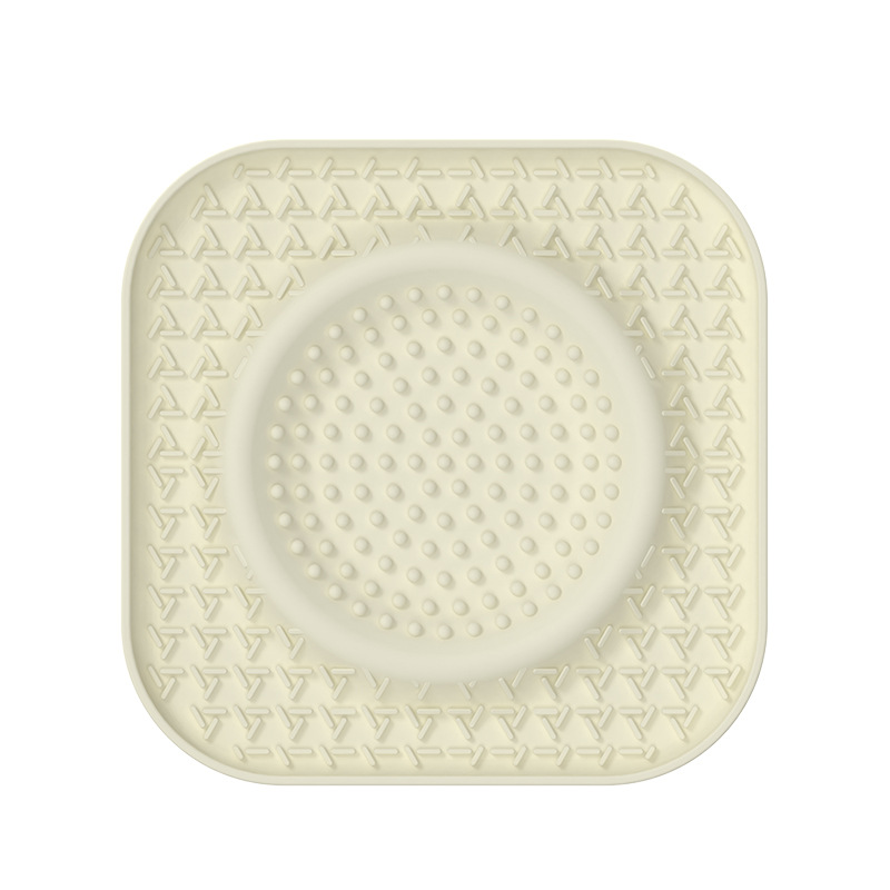 L Beige 2-Pack Premium Silicone Pet Lick Mat - Slow Feeder for Dogs and Cats