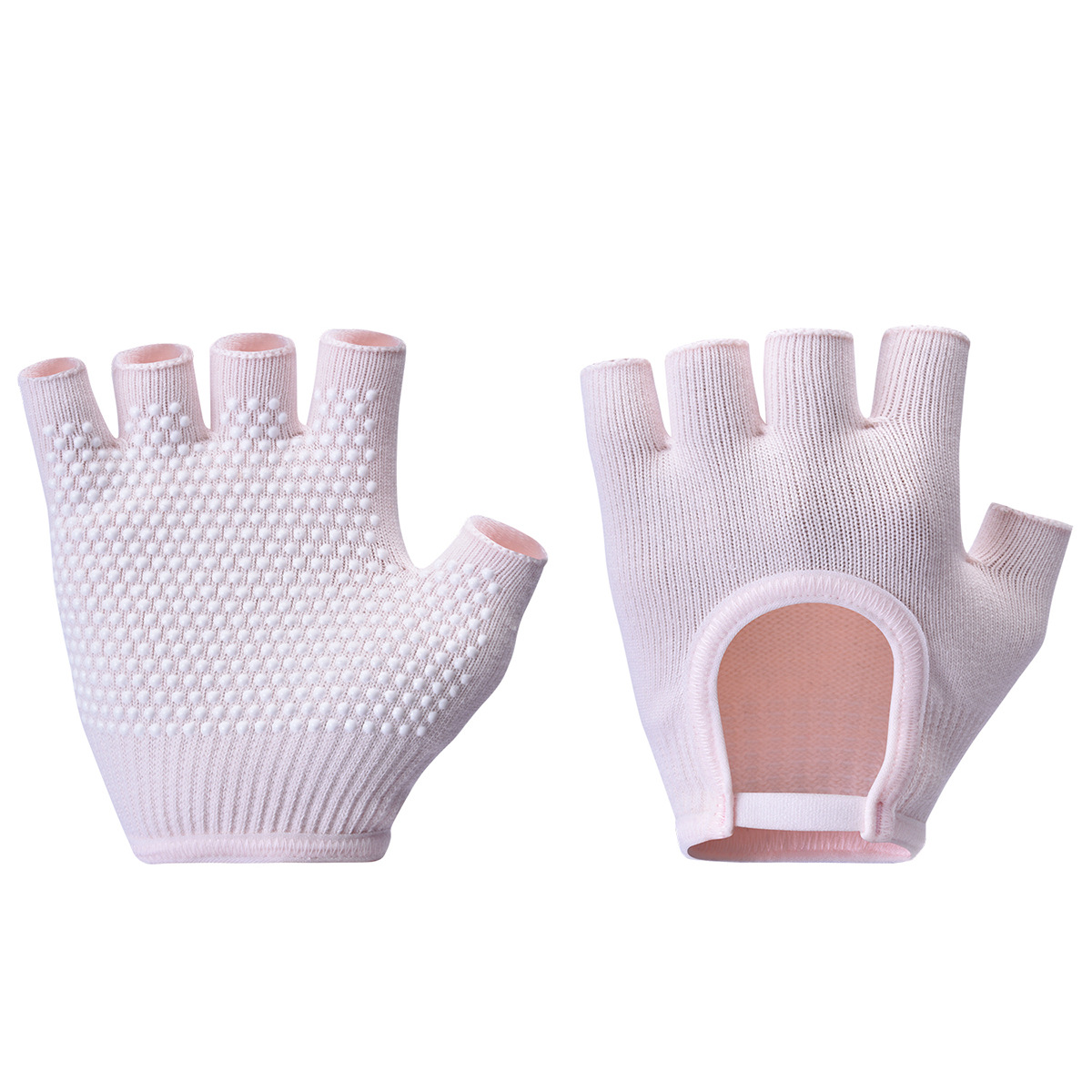 Pink 2-Pack Women's Non-Slip Yoga Gloves - Open Back Half Finger Cotton