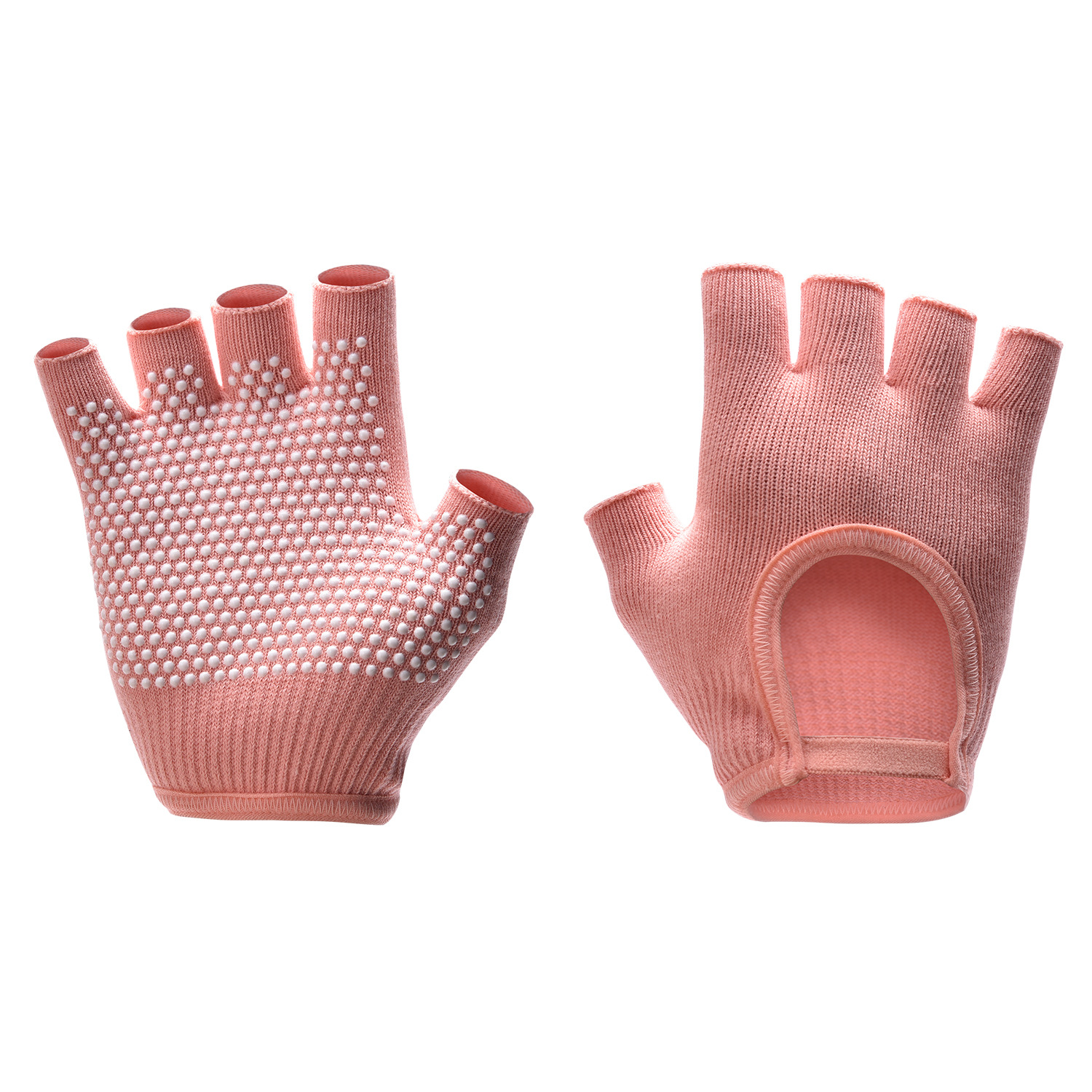 Orange 2-Pack Women's Non-Slip Yoga Gloves - Open Back Half Finger Cotton