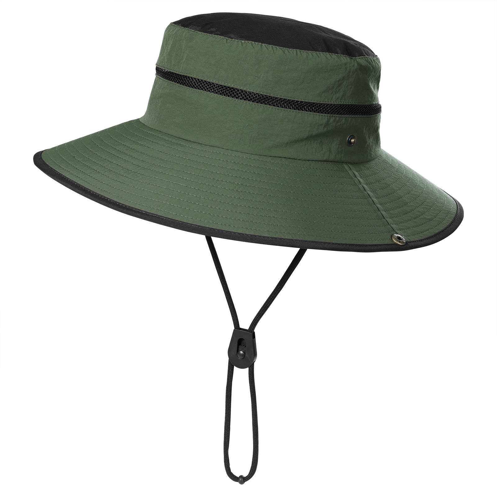 Army Green Foldable Wide Brim Sun Hat Unisex Bucket Safari Cap Adjustable