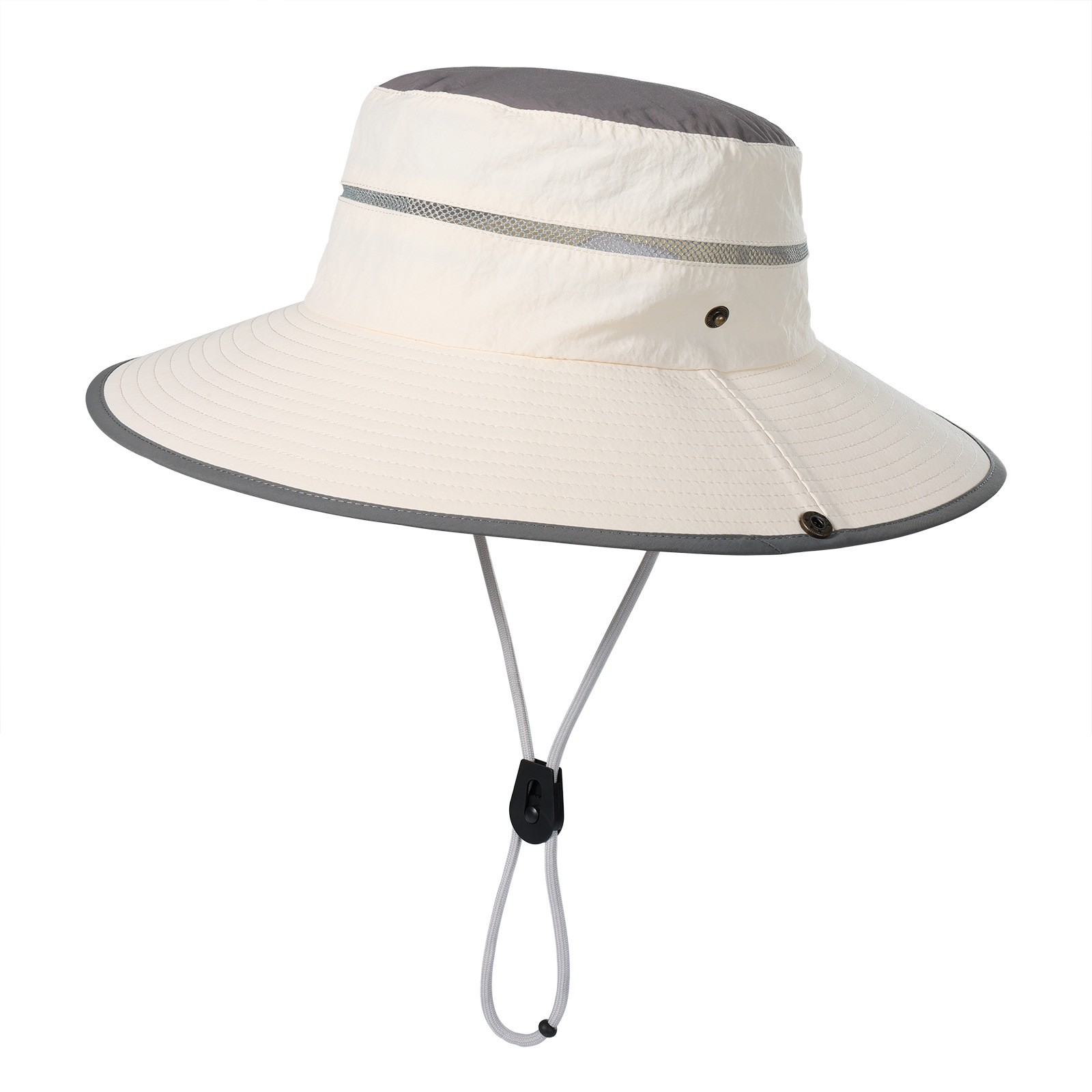White Foldable Wide Brim Sun Hat Unisex Bucket Safari Cap Adjustable 56-60cm