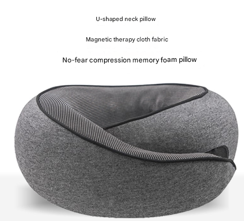 Navy Blue Ergonomic Memory Foam Travel Neck Pillow - U-Shaped Support for Naps view 2