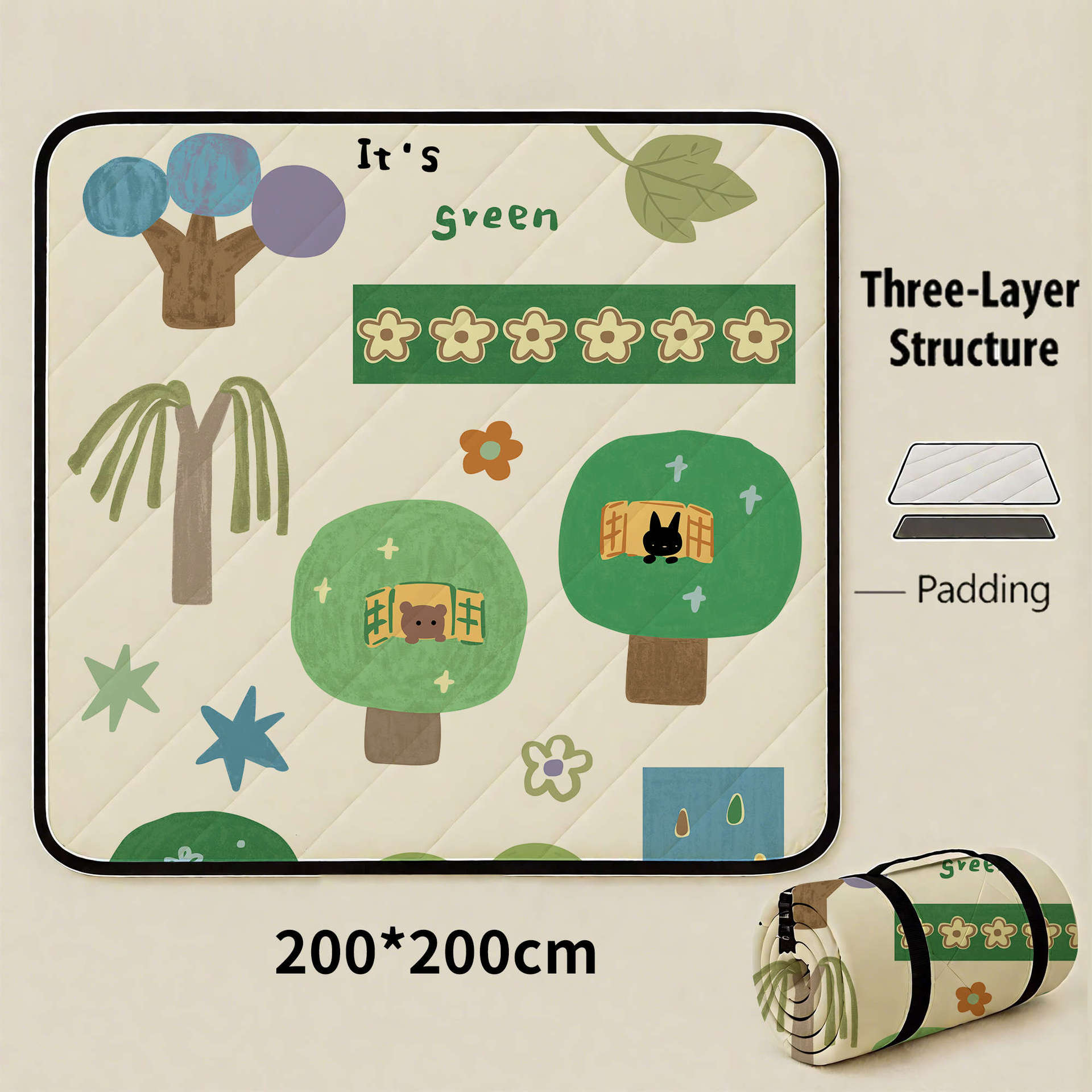 The House of Plants Extra Large 200x200cm Waterproof Picnic Mat - Portable