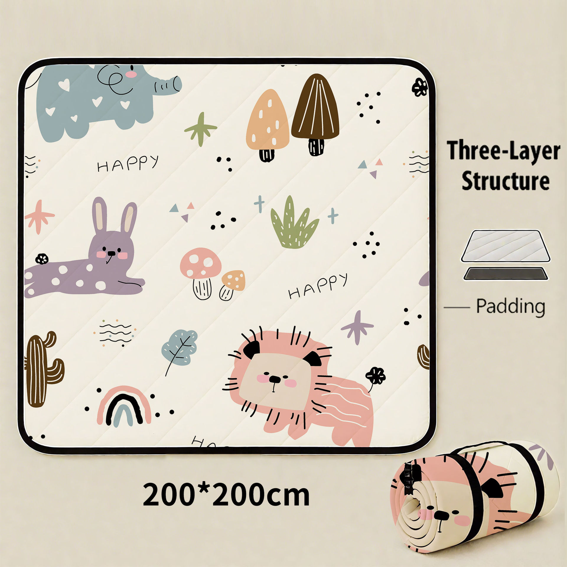 Joyful Forest Extra Large 200x200cm Waterproof Picnic Mat - Portable Thickened