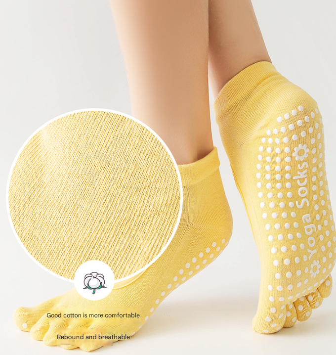Blue 3-Pack Women's Non-Slip Five-Finger Yoga Socks - Open Back Combed Cotton view 2