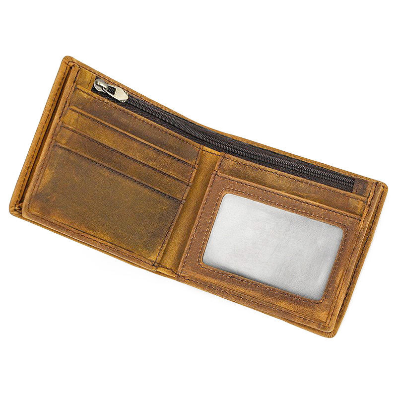 Light Brown Vrtical Stroke Men's Vintage Wallet Multi-Card Slots Large