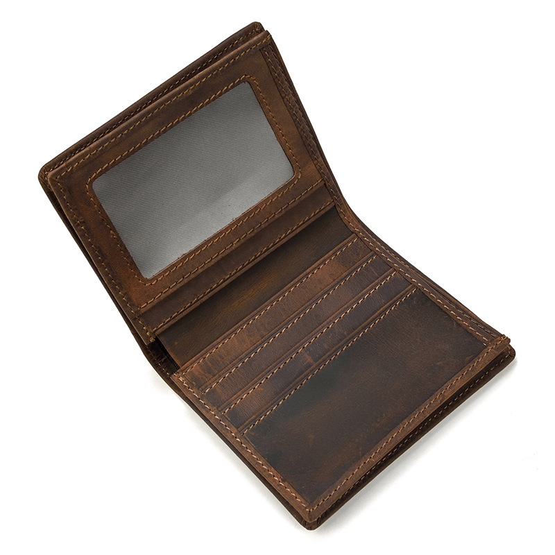 Brown vertical Vrtical Stroke Men's Vintage Wallet Multi-Card Slots Large