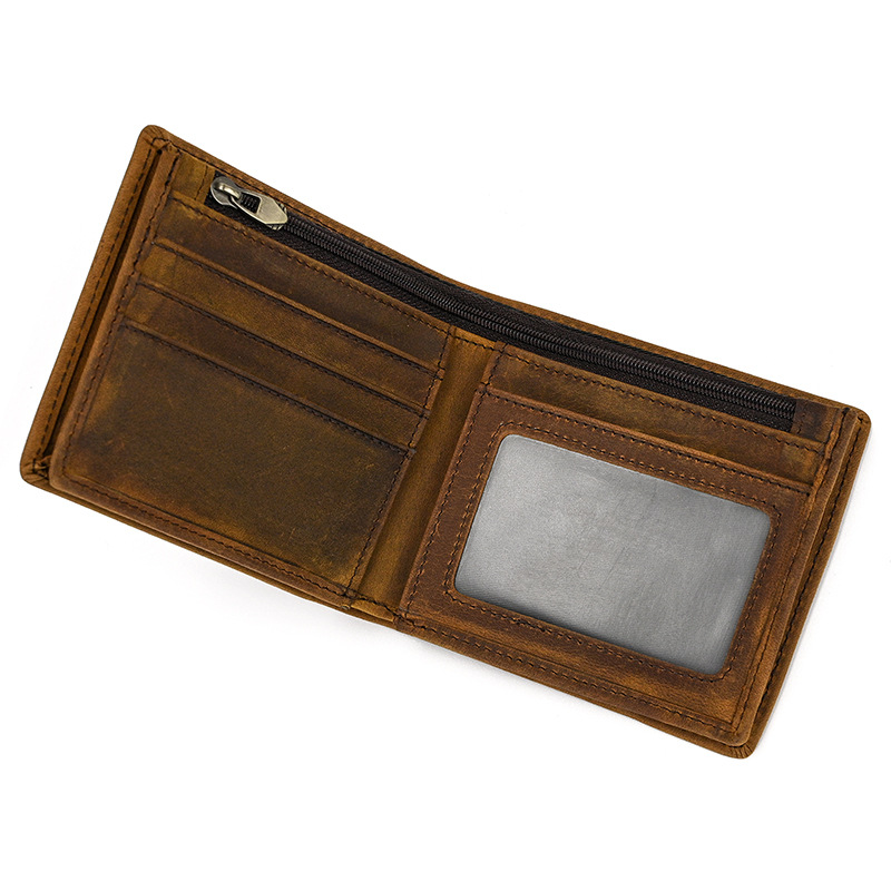 Brown Vrtical Stroke Men's Vintage Wallet Multi-Card Slots Large Capacity Coin