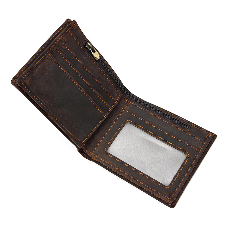 Dark Brown Vrtical Stroke Men's Vintage Wallet Multi-Card Slots Large Capacity