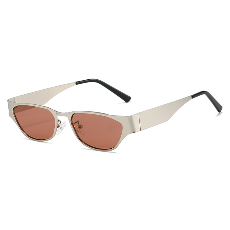 Silver Frame Pink Sheet Retro Cat-Eye Metal Sunglasses for Women - UV
