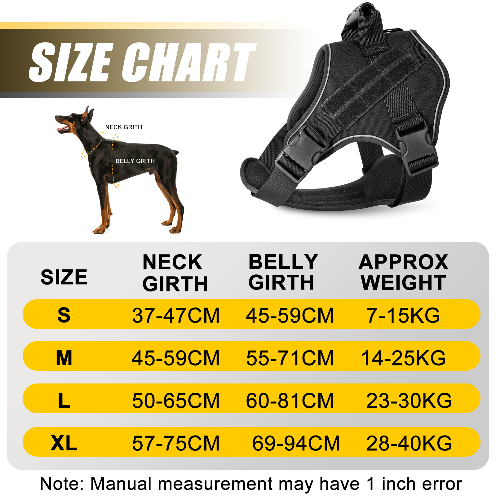 M Black Professional Tactical No-Pull Dog Harness view 2