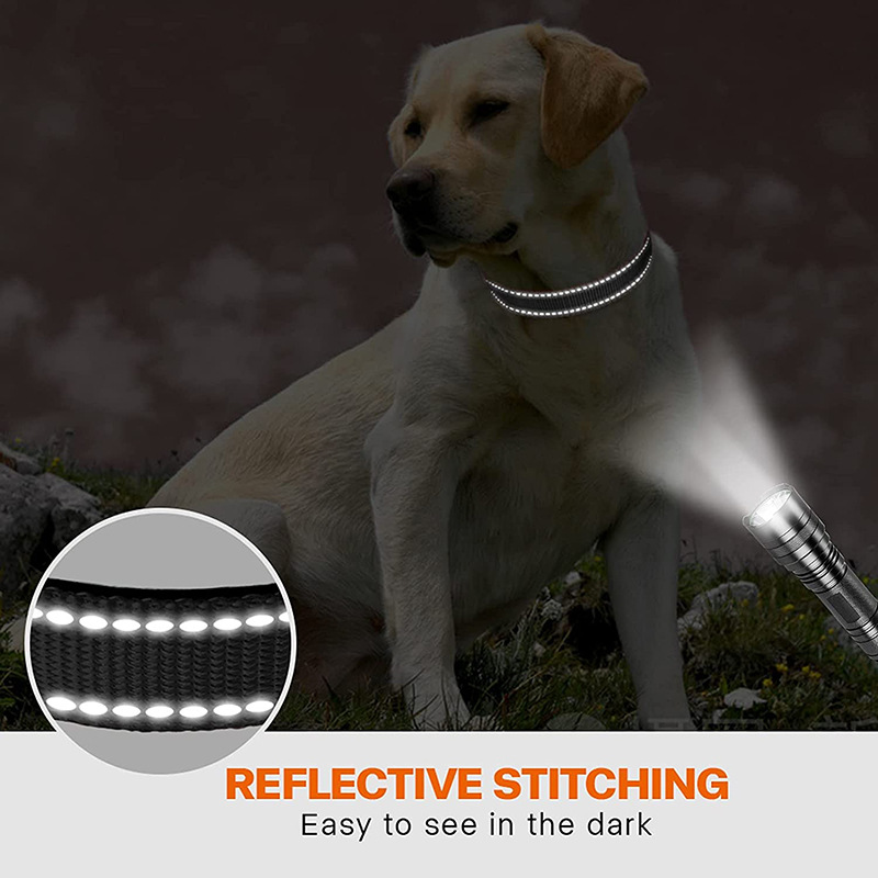 Pink 5pcs Tactical Reflective Dog Collar with Quick-Release Safety Lock view 3