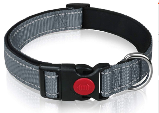 Grey 5pcs Tactical Reflective Dog Collar with Quick-Release Safety Lock — image 1
