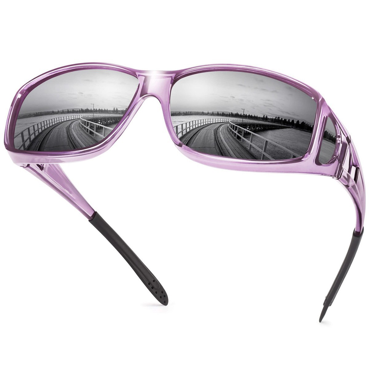 Purple 2PCS Men's Polarized Fitover Sunglasses