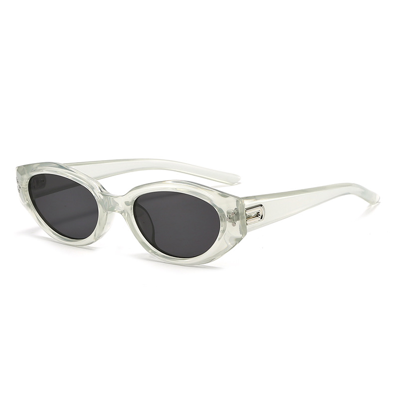 Light Shallow Tea Full Grey Retro Oval Sunglasses for Women