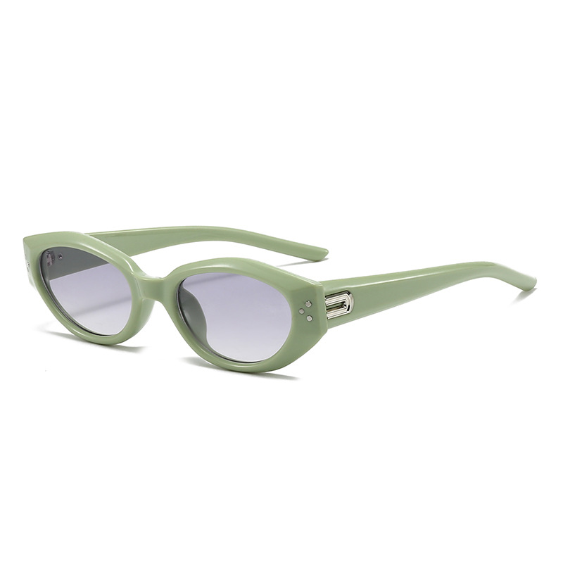 Green Retro Oval Sunglasses for Women
