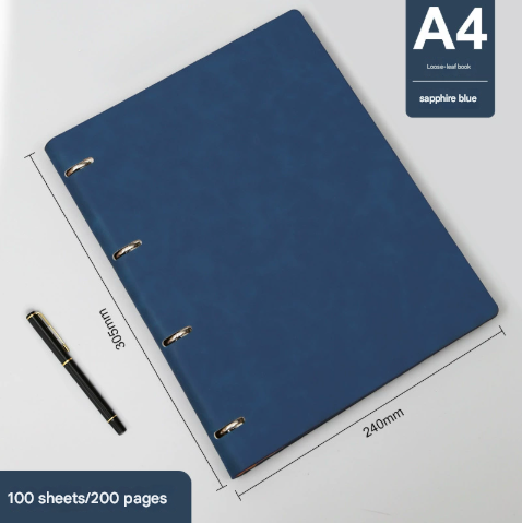 Blue 2-Piece Set Premium A4 Loose-Leaf Notebooks