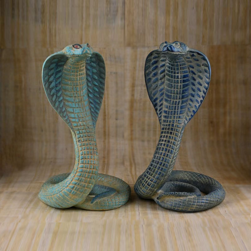 Blue Decorative Resin Cobra Statue - Unique Animal Figurine for Home Decor & view 4