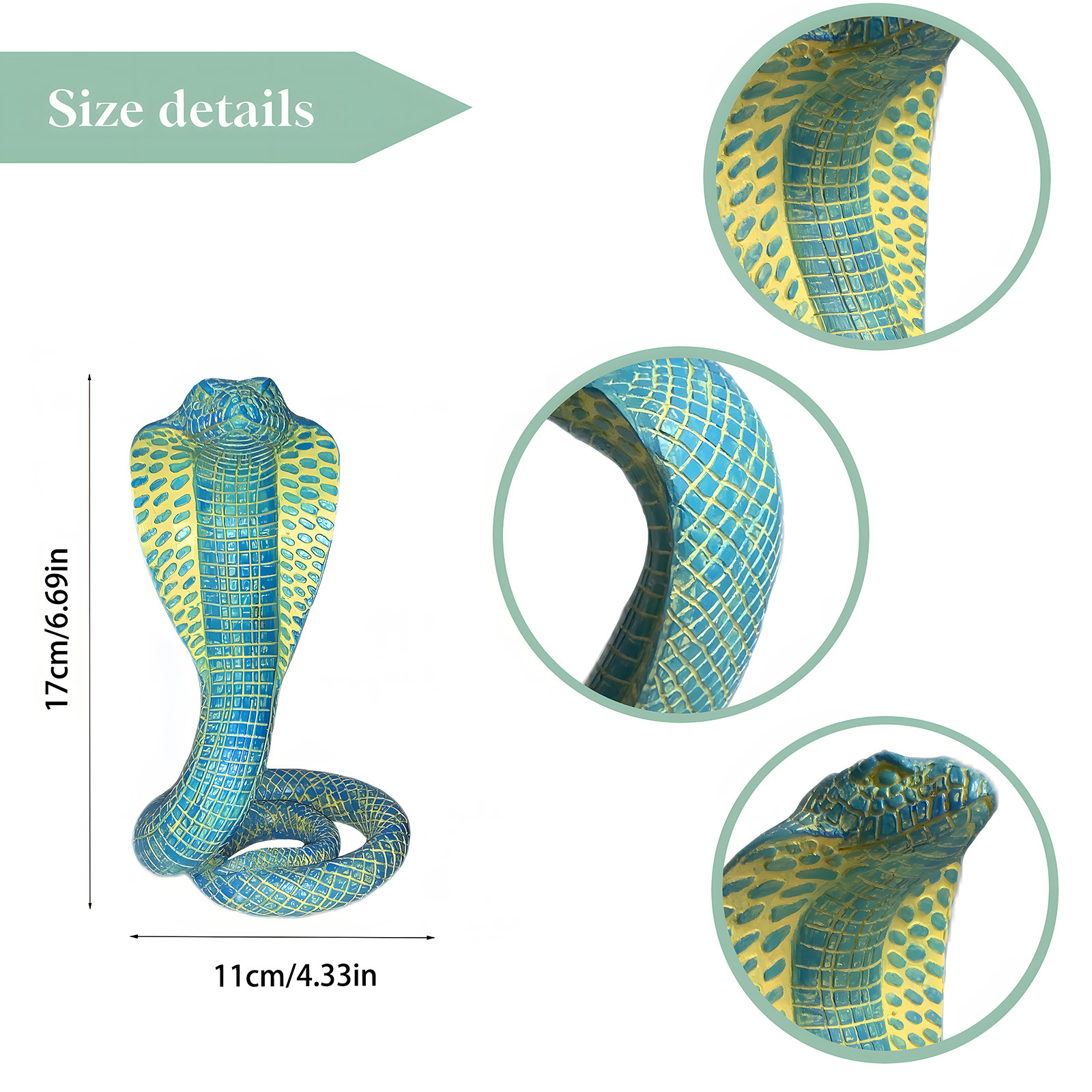 Grey Decorative Resin Cobra Statue - Unique Animal Figurine for Home Decor & view 3
