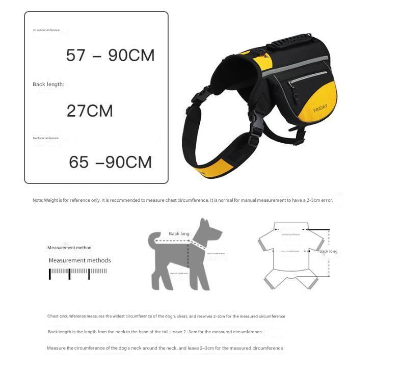 Yellow Reflective Dog Saddle Harness with Storage Bags - Adjustable Pet view 3