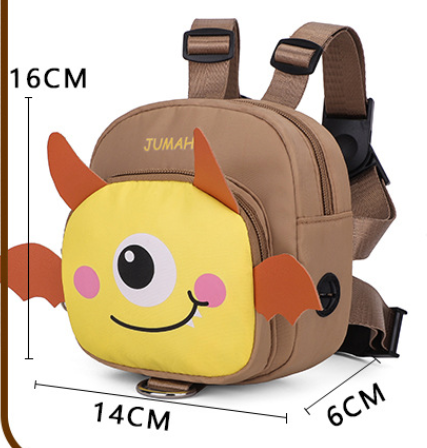Brown Cute Cartoon Monster Pet Backpack view 2