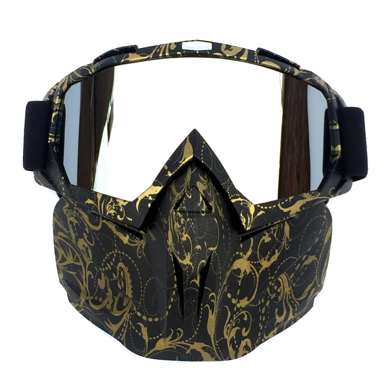 Copper Flower Frame Mercury Piece Sleek Black Full-Face Snow Goggles with