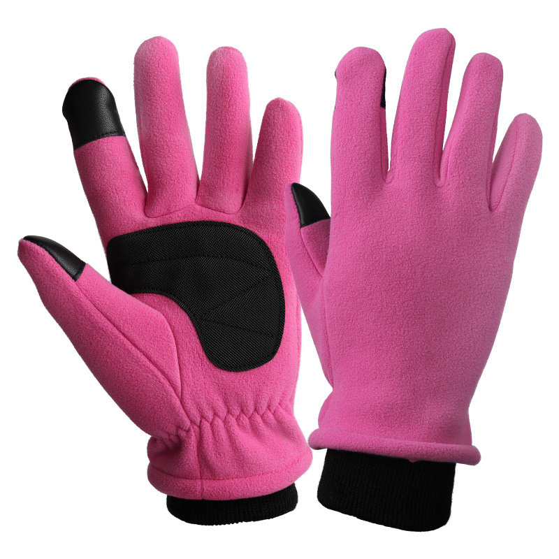 M Pink Warm Windproof Touchscreen Gloves - Anti-Slip Grip for Winter Cycling &