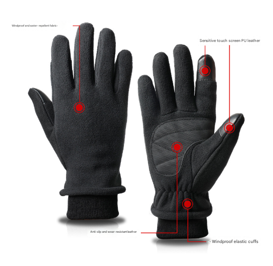 XL Pink Warm Windproof Touchscreen Gloves - Anti-Slip Grip for Winter Cycling view 2