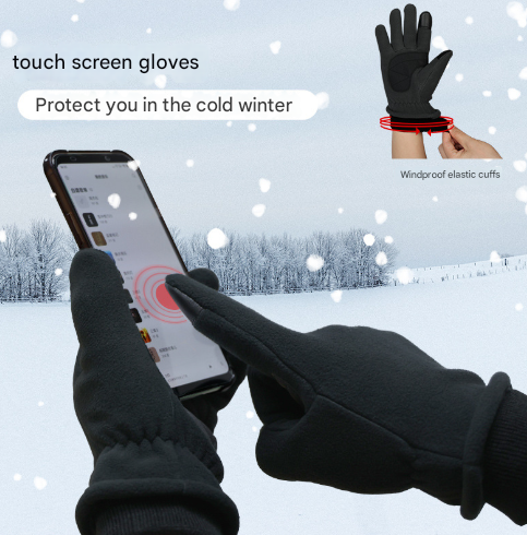 XL Pink Warm Windproof Touchscreen Gloves - Anti-Slip Grip for Winter Cycling view 3