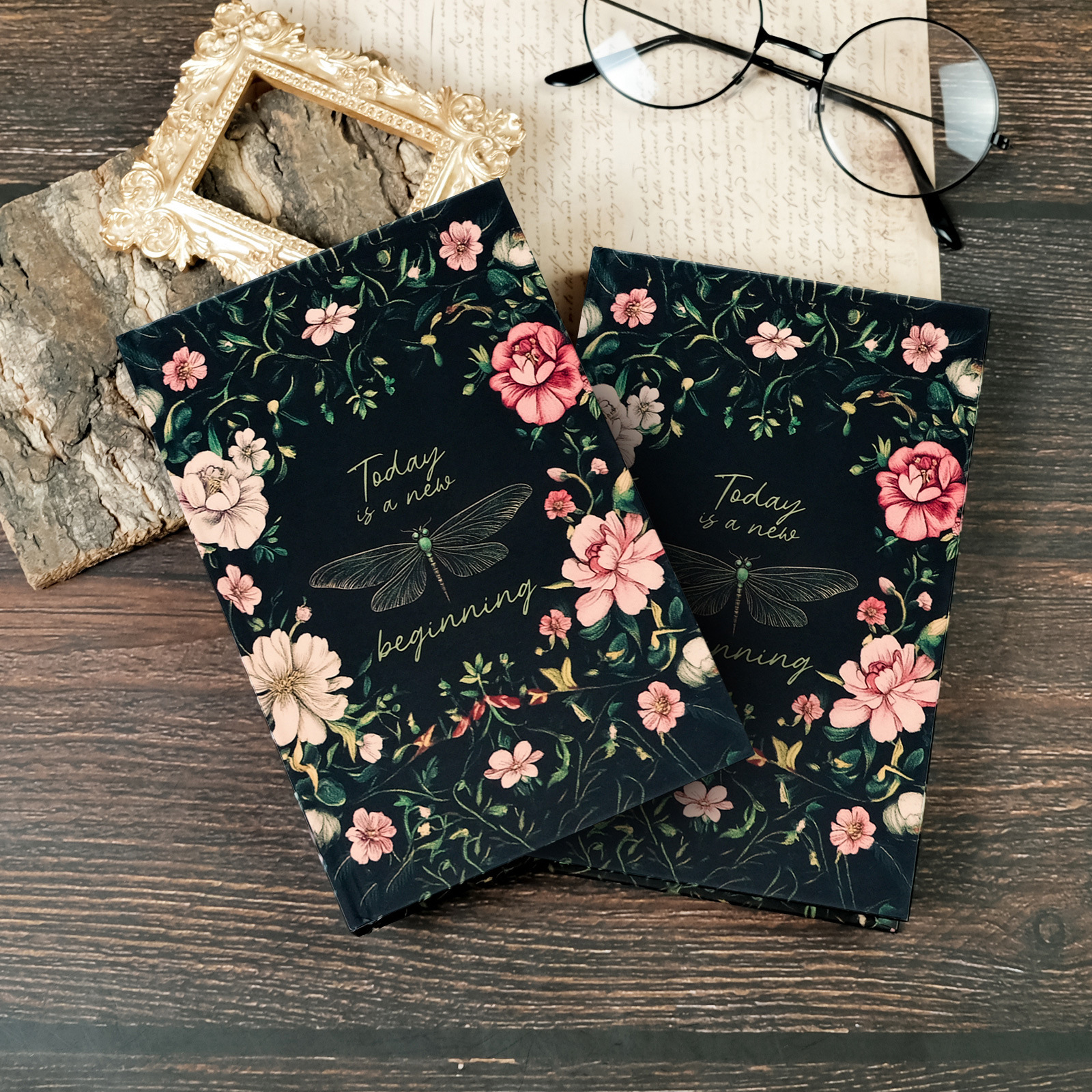 2PCS Elegant Vintage Floral Hardcover Notebook