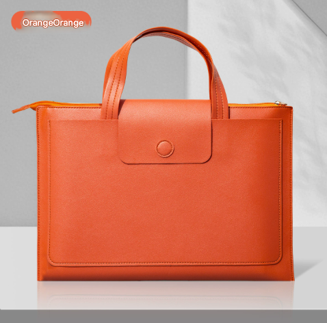 Orange Premium PU Leather Handheld Document Bag