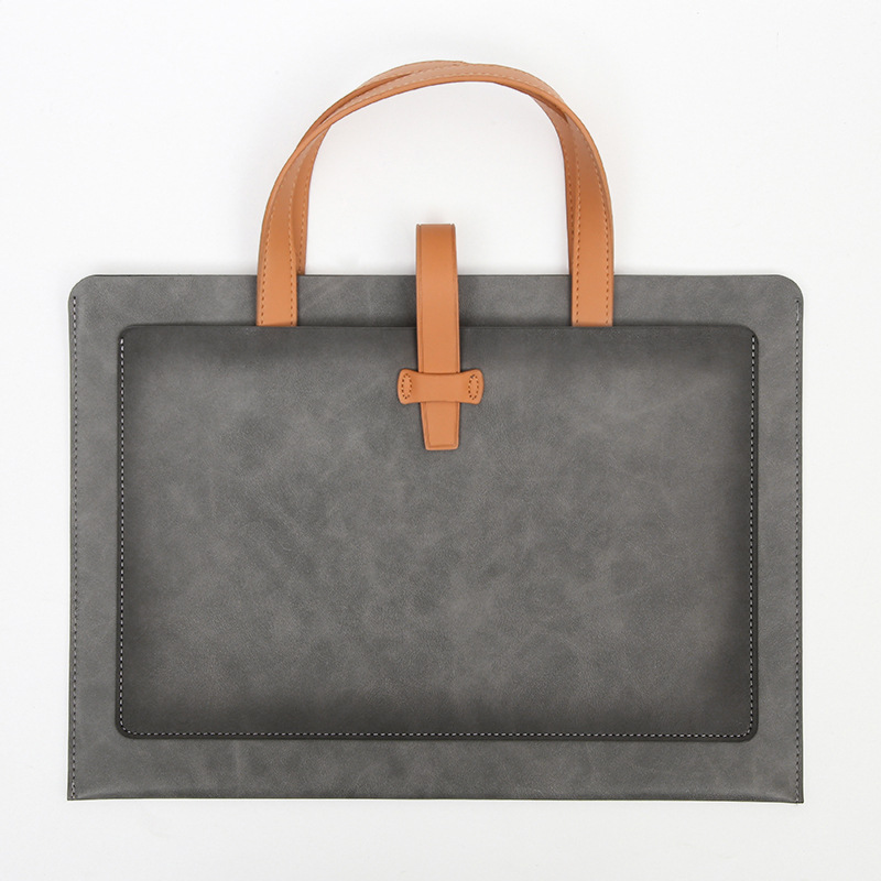 Grey Professional Large Capacity PU Leather Briefcase