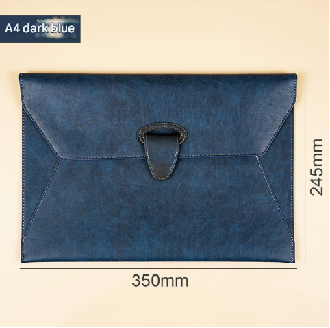 Dark Blue Professional A4 PU Leather Document Bag