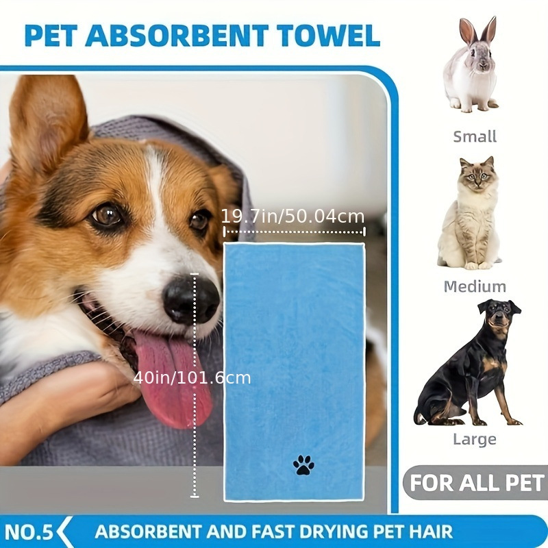 Blue 6-Piece Dog Grooming Bath Set - Absorbent Microfiber Towels & Wash Mitts view 3
