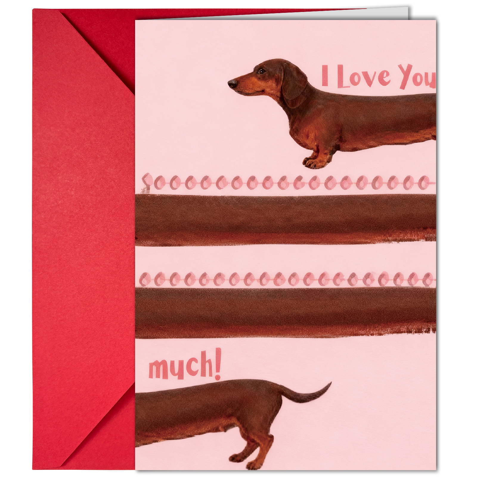 10-Pack Adorable Dachshund Valentine's Day Greeting Cards with Red Envelopes