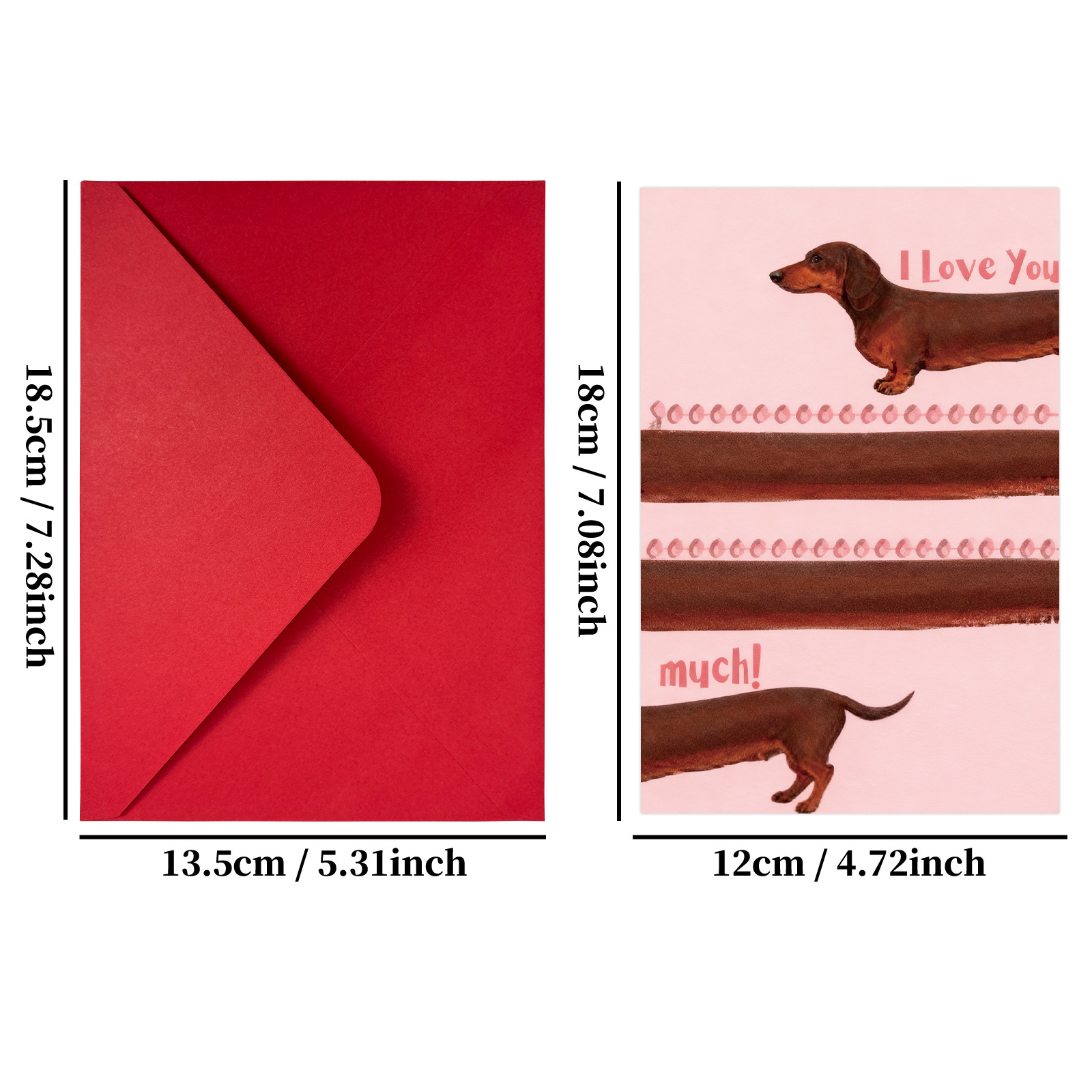 10-Pack Adorable Dachshund Valentine's Day Greeting Cards with Red Envelopes view 2