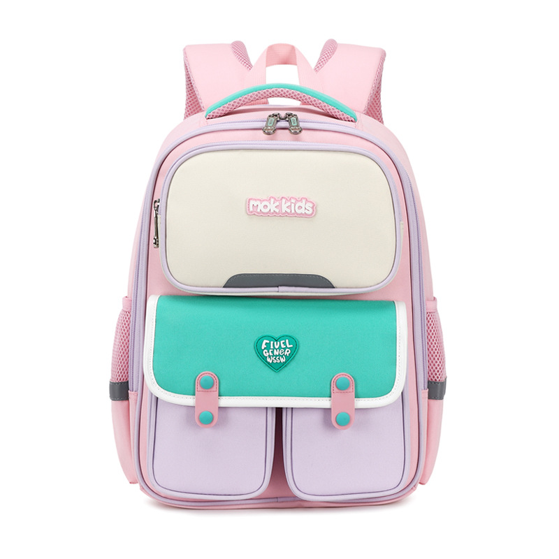 Pink-green Lightweight Kids School Backpack