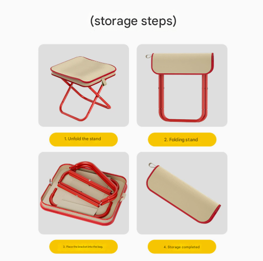 Black Premium 2-Piece Portable Folding Stool Set view 2