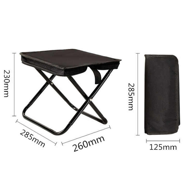 Beige Outdoor Folding Stool with Carrying Handle - Portable Camping Seat view 2