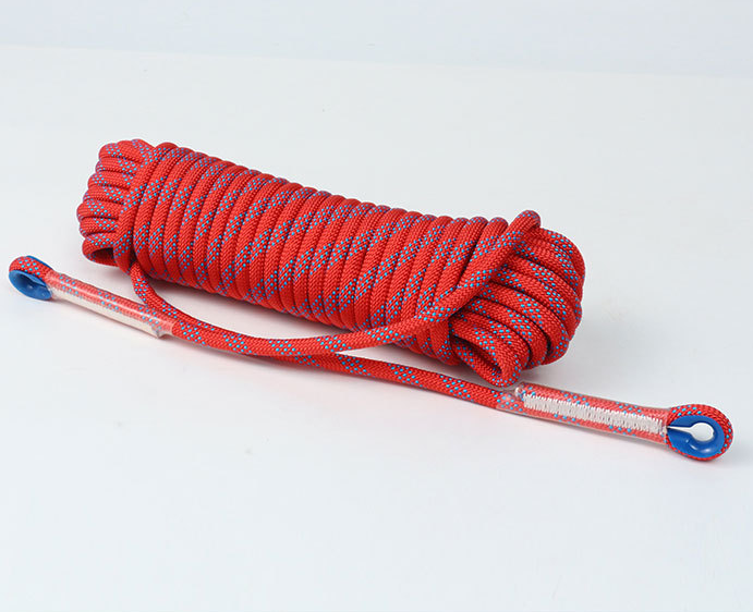Red 10mm Double Hook Climbing Rope Set - 10m Durable Outdoor Safety Rescue Cord